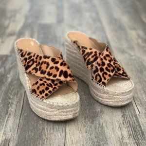 Marc Fisher Leopard Platform Espadrille Wedges 8.5